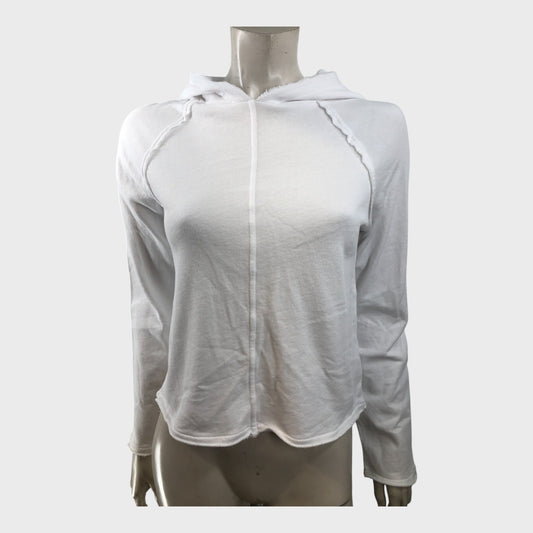 Branded White lightweight Raw Edge Hoodie - UK6