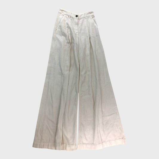 Branded Cream Wide Leg Jeans - UK8