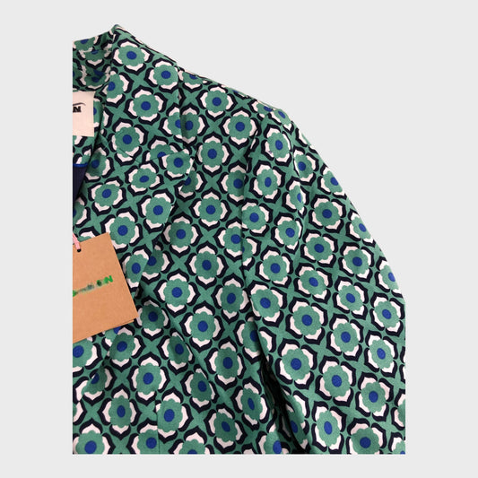 Branded Women's Blazer Floral Green Geometric Print