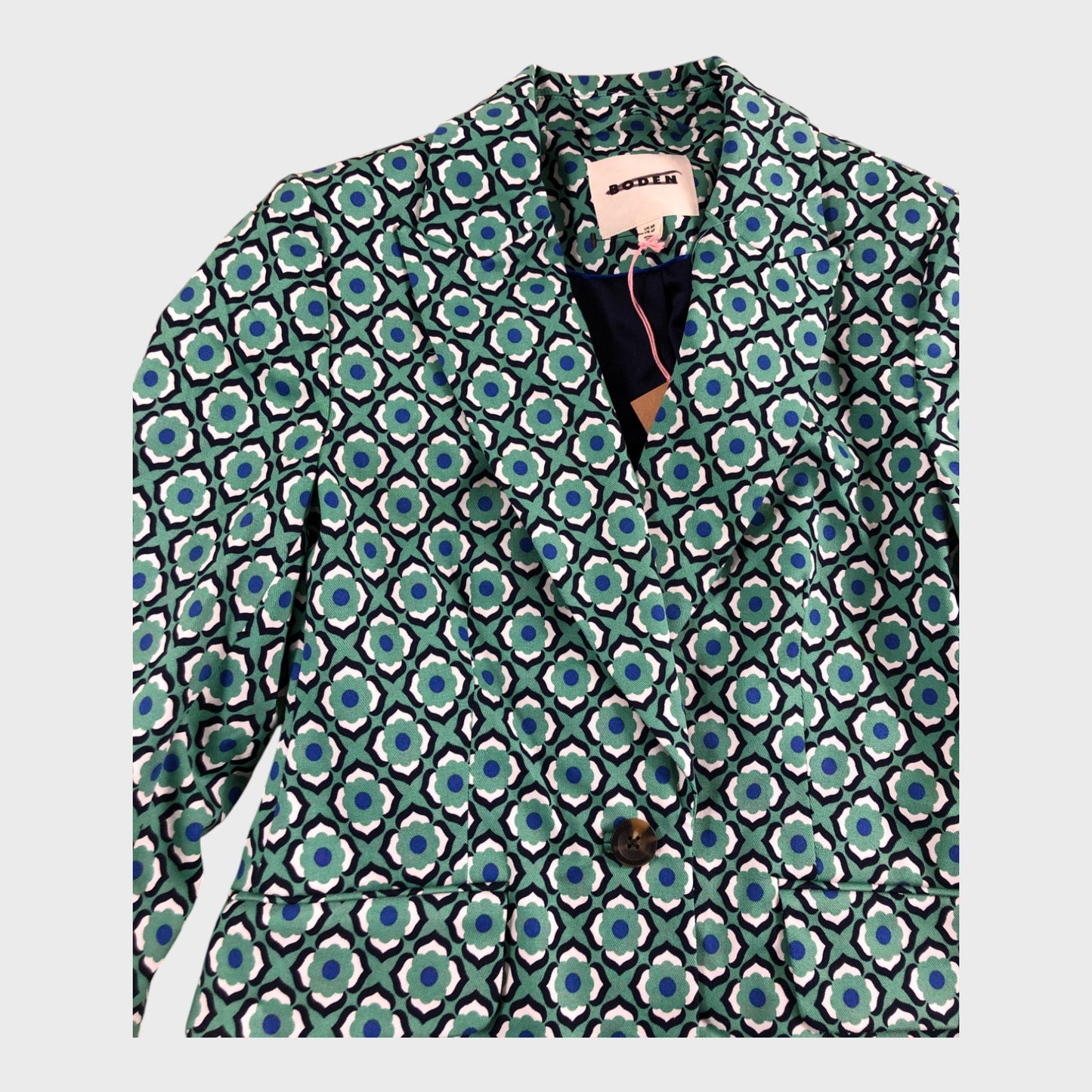 Branded Women's Blazer Floral Green Geometric Print