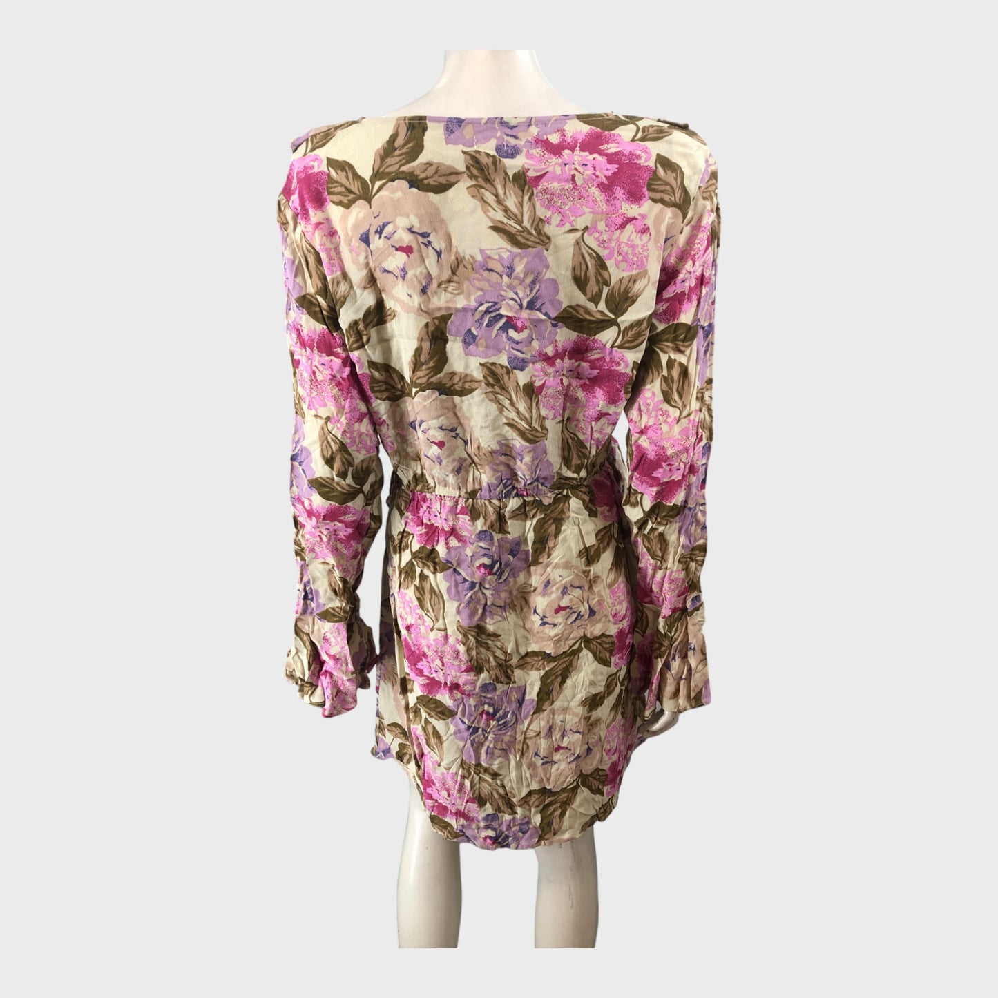 Cream Floral Frill Swing Mini Dress