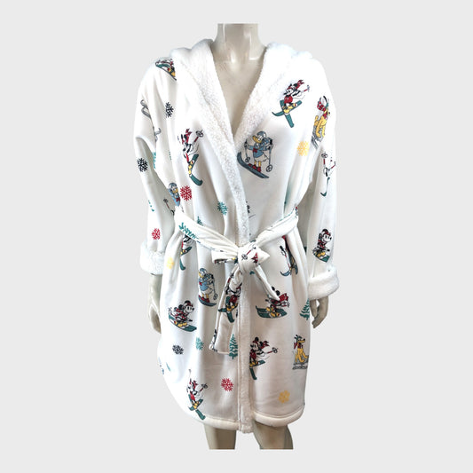 White Mickey and Friends Skiing Dressing Gown