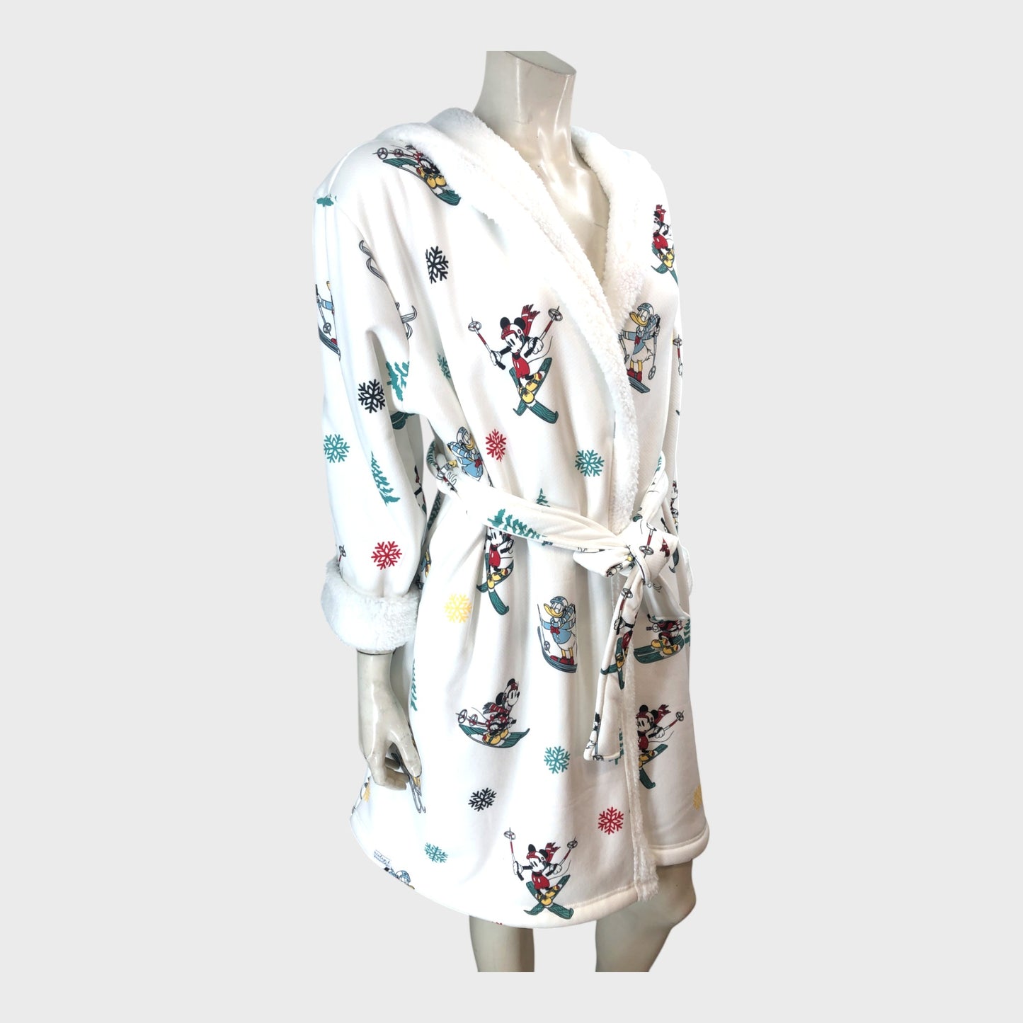 White Mickey and Friends Skiing Dressing Gown