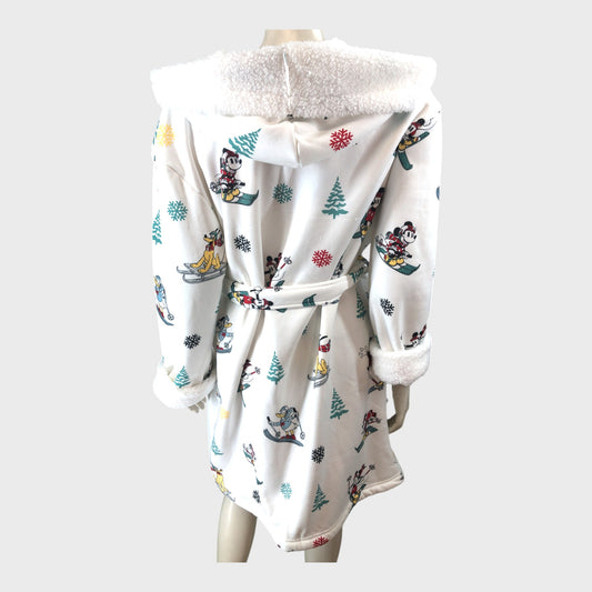 White Mickey and Friends Skiing Dressing Gown
