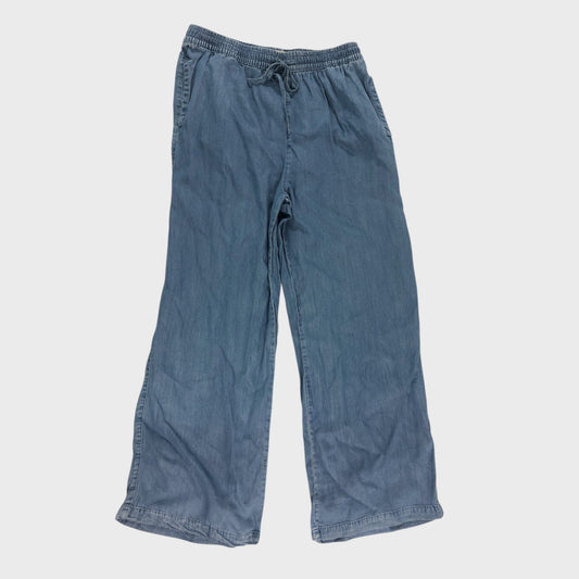 Blue Denim Look Wide Leg Trousers