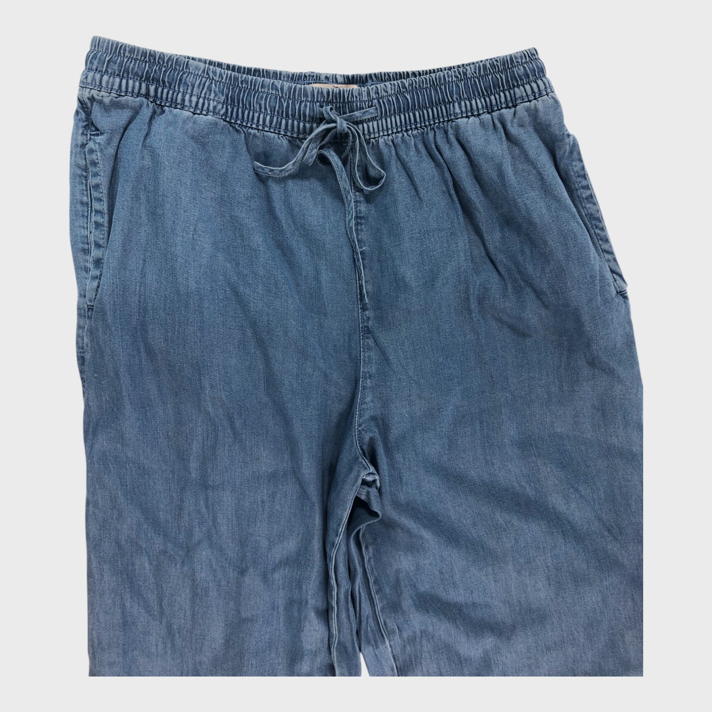 Blue Denim Look Wide Leg Trousers