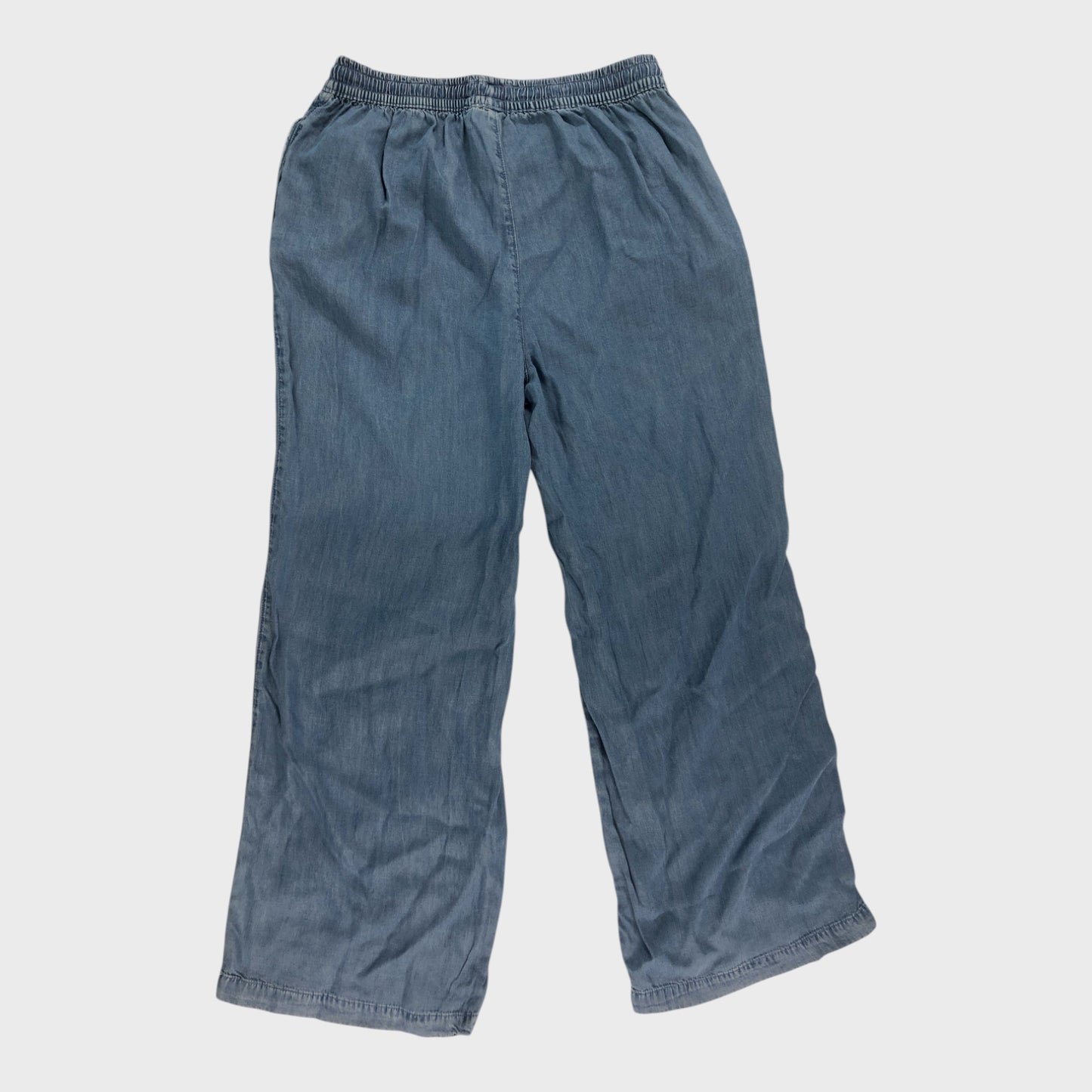Blue Denim Look Wide Leg Trousers