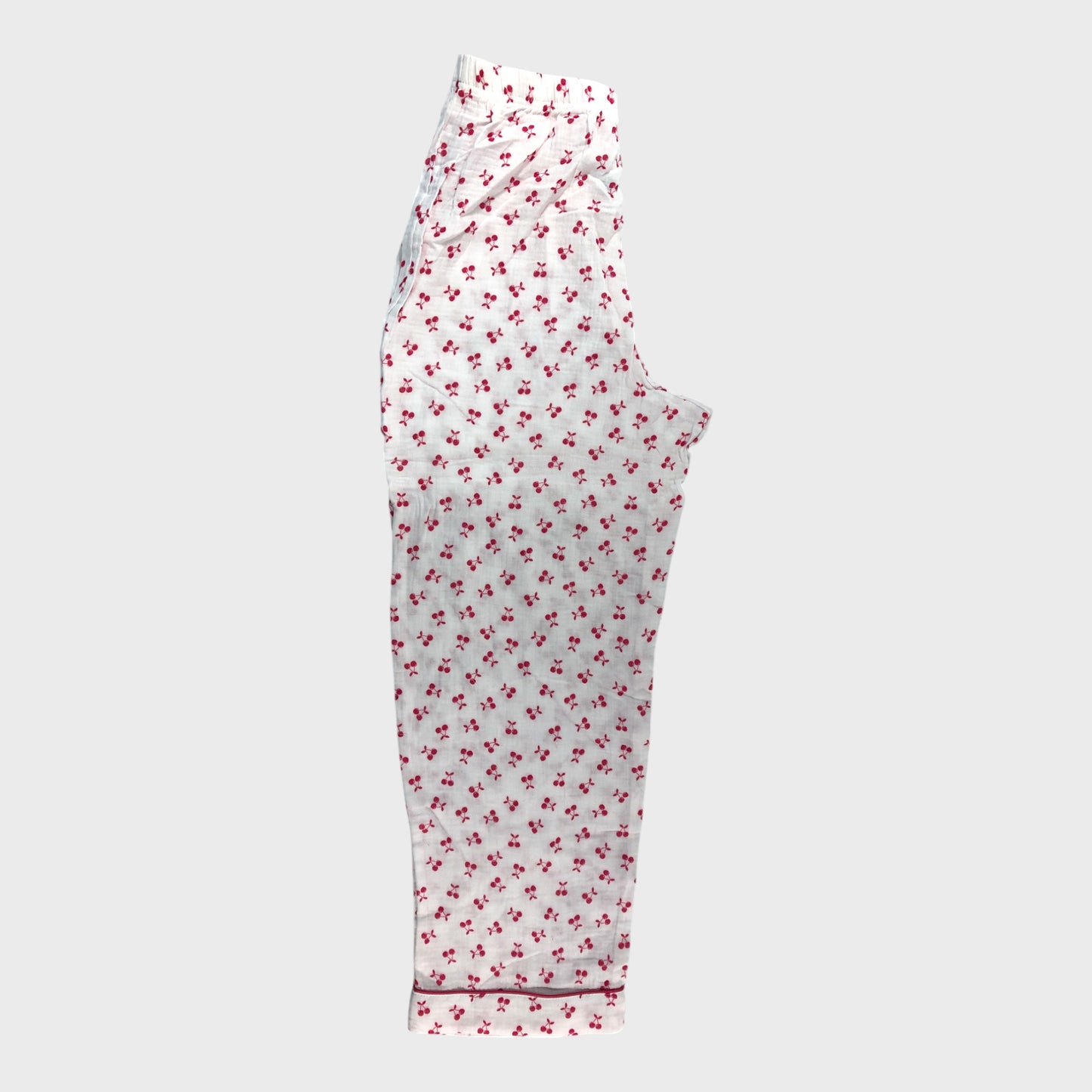White Cherry Print Loungewear Set