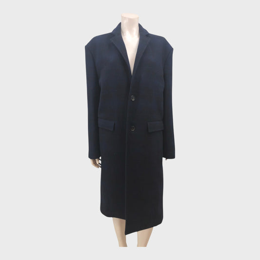 Austin Reed Black/Navy Check Coat - Medium