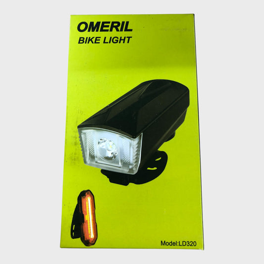 OMERIL LD320 Bike Light Set LED USB Rechargeable with Taillight Horn