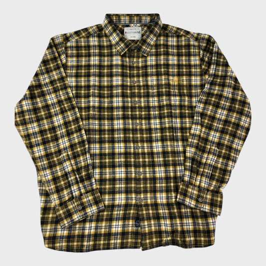 Branded Organic Mustard Herringbone Checked Shirt - Size 3XL
