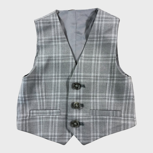 River Island Grey Checked Waistcoat - 6-9 Months