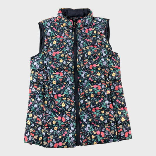 Crew Clothing Navy FLORAL Women's Puffer Sleeveless Quilted Zip Gilet