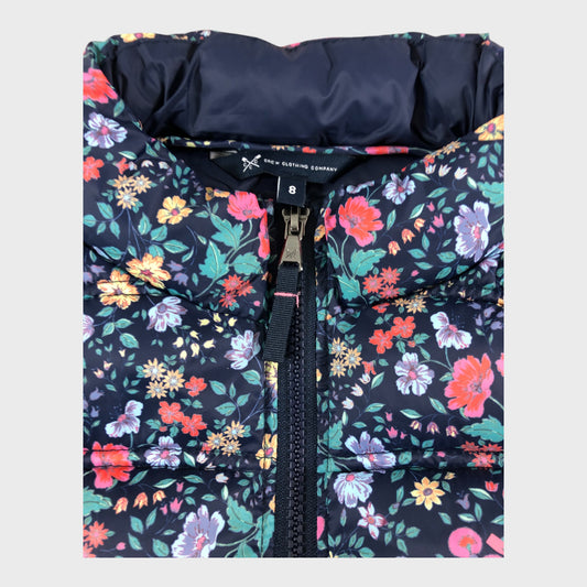 Crew Clothing Navy FLORAL Women's Puffer Sleeveless Quilted Zip Gilet