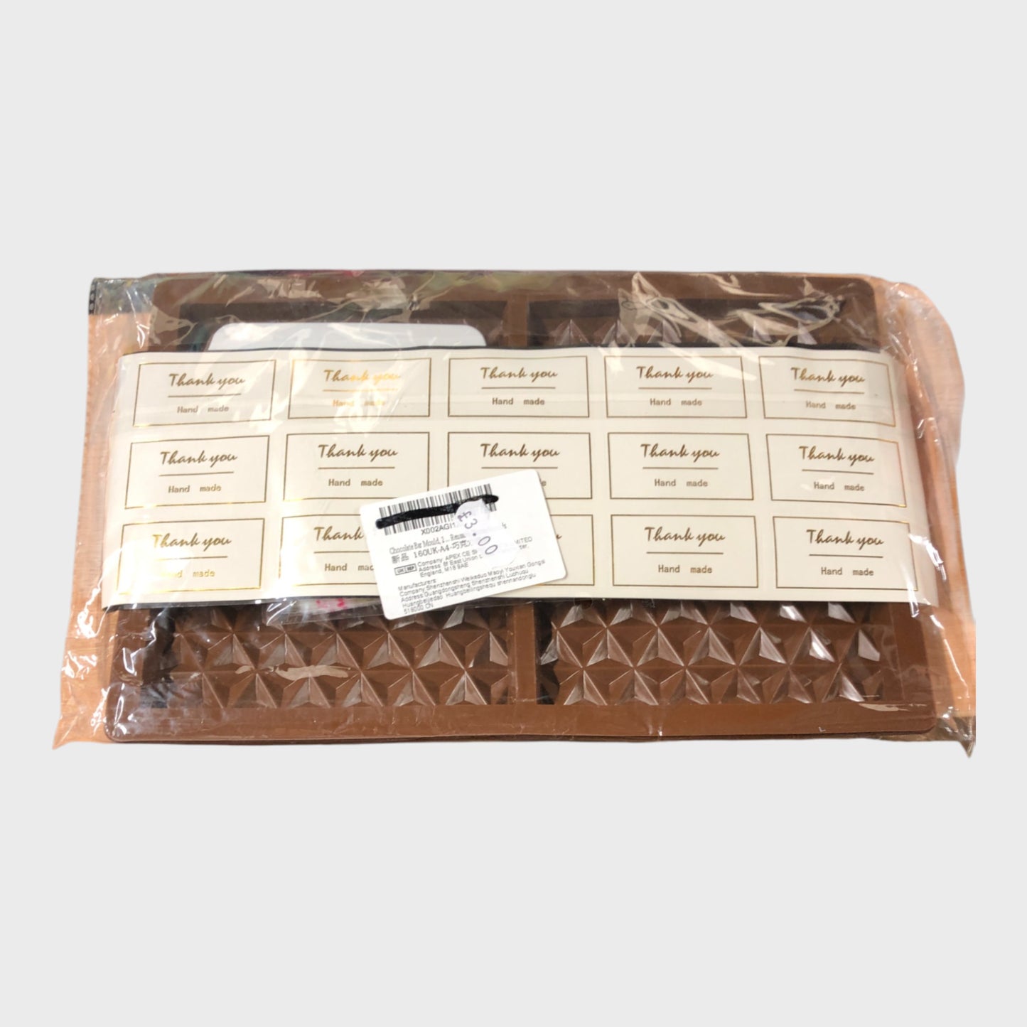Reusable Silicone Chocolate Bar Moulds with Thank You Labels Pack of 2
