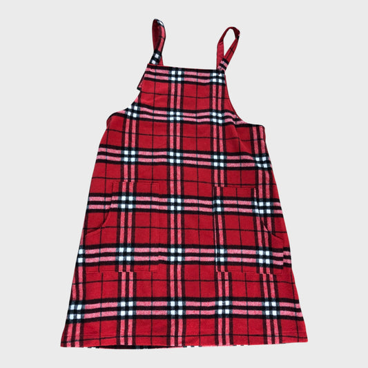 Branded Girls Pinafore Dress Red Check Wool Blend Sleeveless