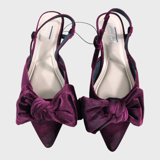 Berry Velvet Flat Bow Slingbacks