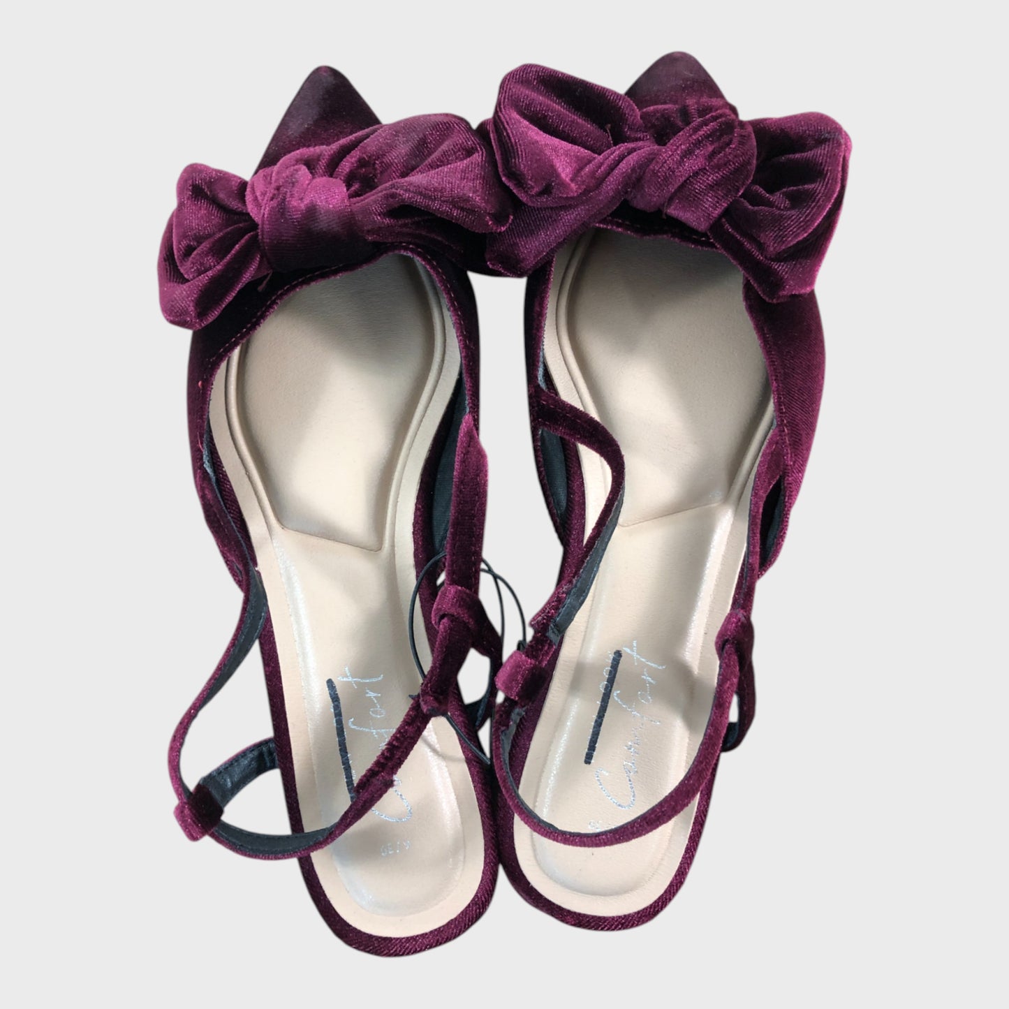 Berry Velvet Flat Bow Slingbacks