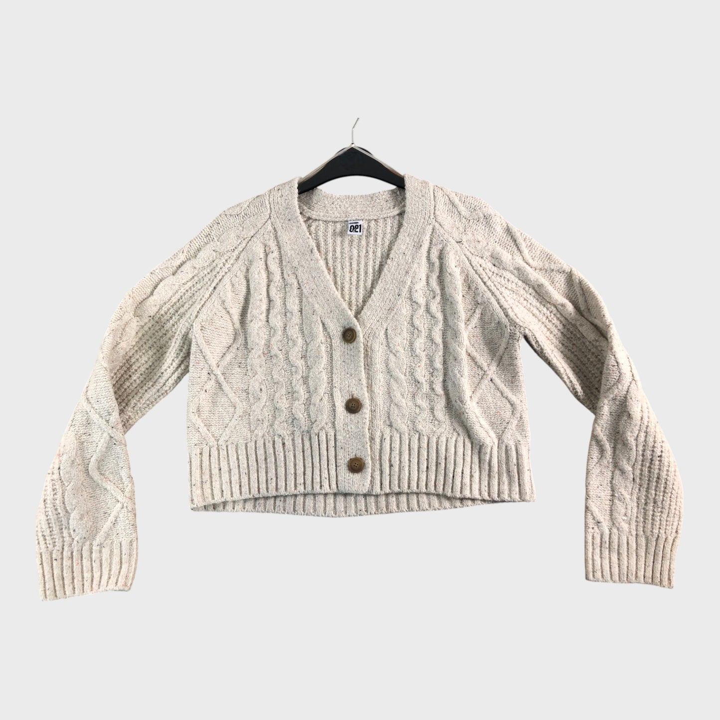 Women's Beige Cable-Knit Cardigan UK12