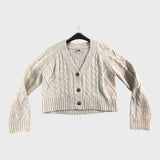 Women's Beige Cable-Knit Cardigan UK12