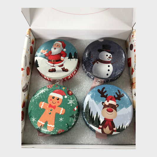 Christmas Scented Candle Set Decorative Tin 4 Pack Gift