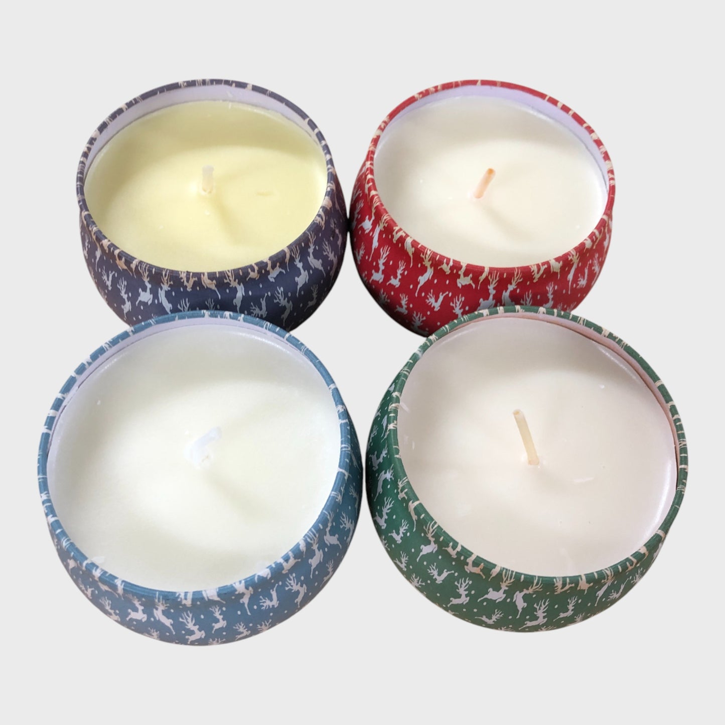 Christmas Scented Candle Set Decorative Tin 4 Pack Gift