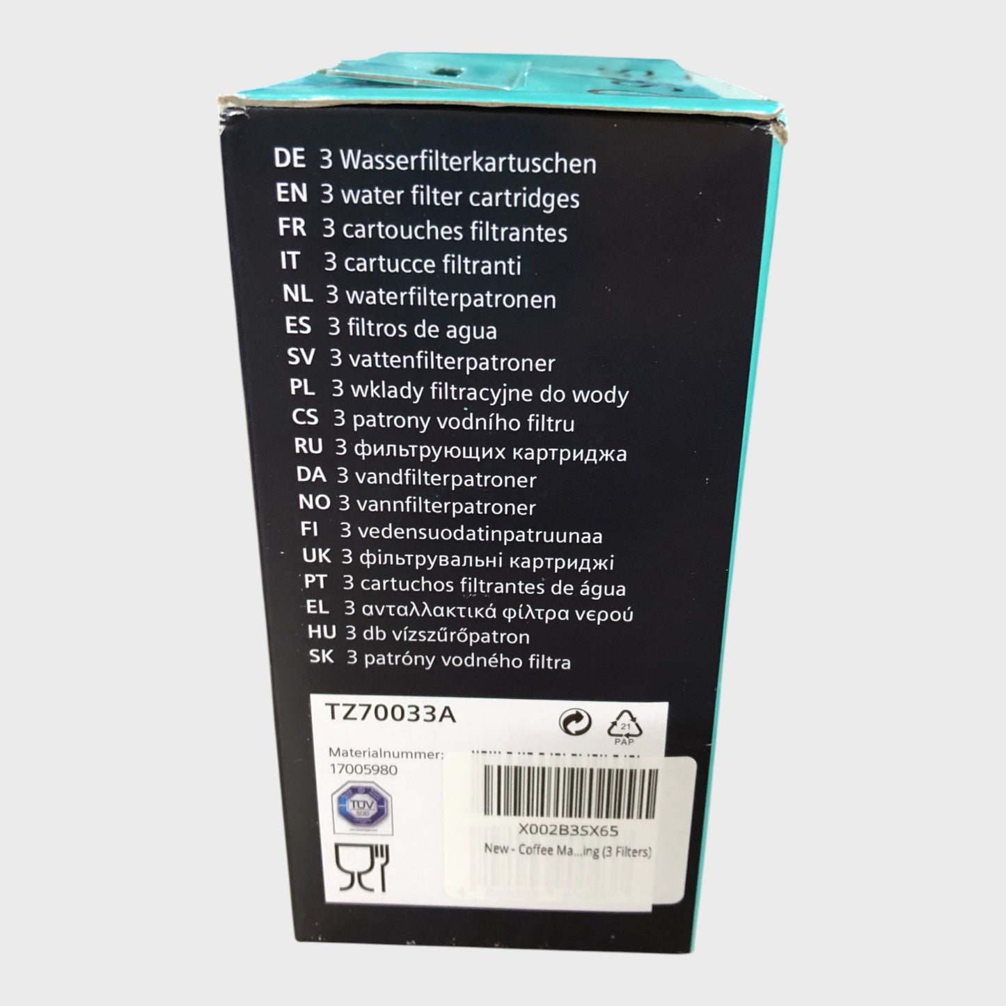 SIEMENS EQ Series Water Filter Cartridge Pack of 3 For Coffee Machines