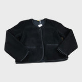 Black Borg Cropped Fleece Jacket