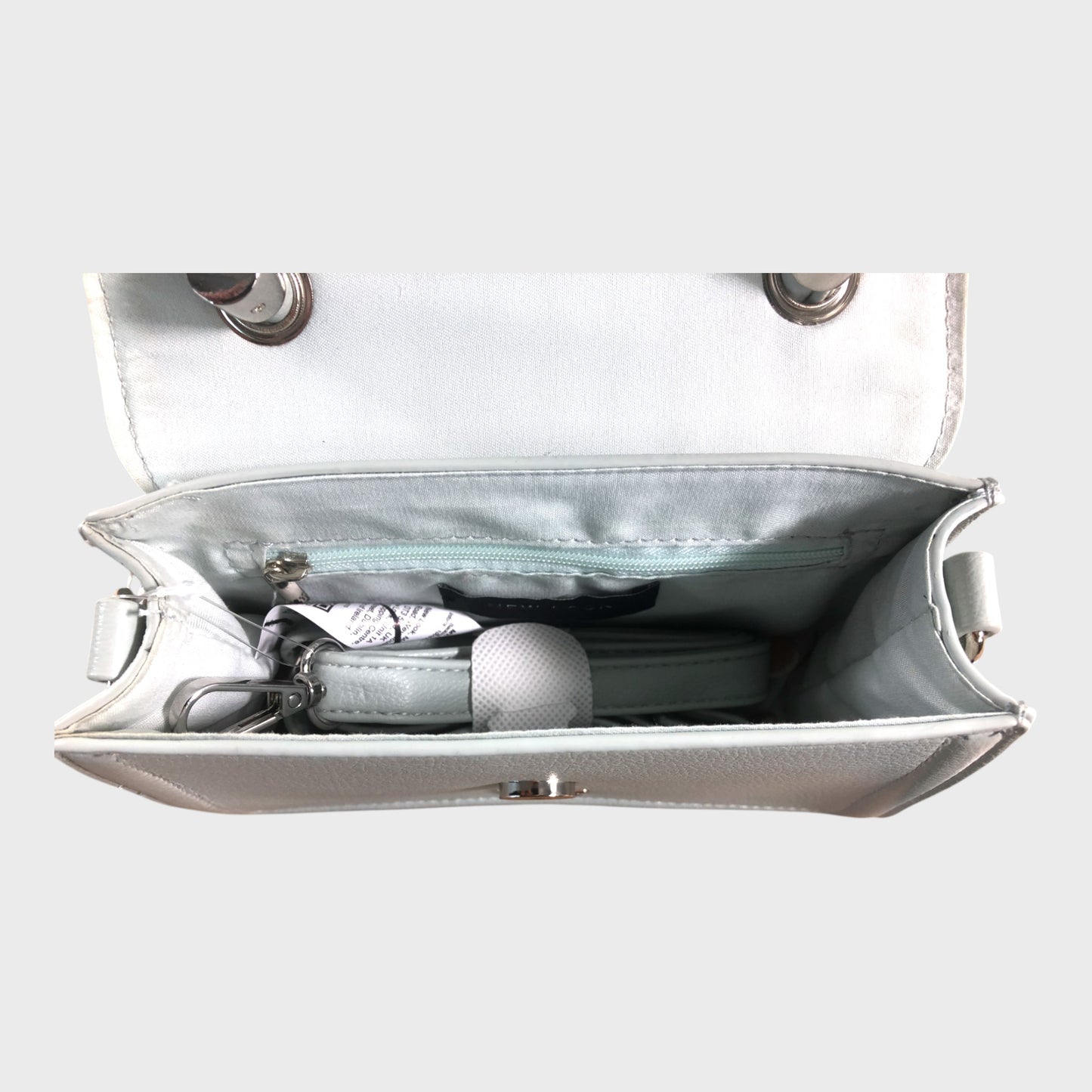 NNN Satchel Bag Women's Leather Light Grey Top Handle Compact Handbag