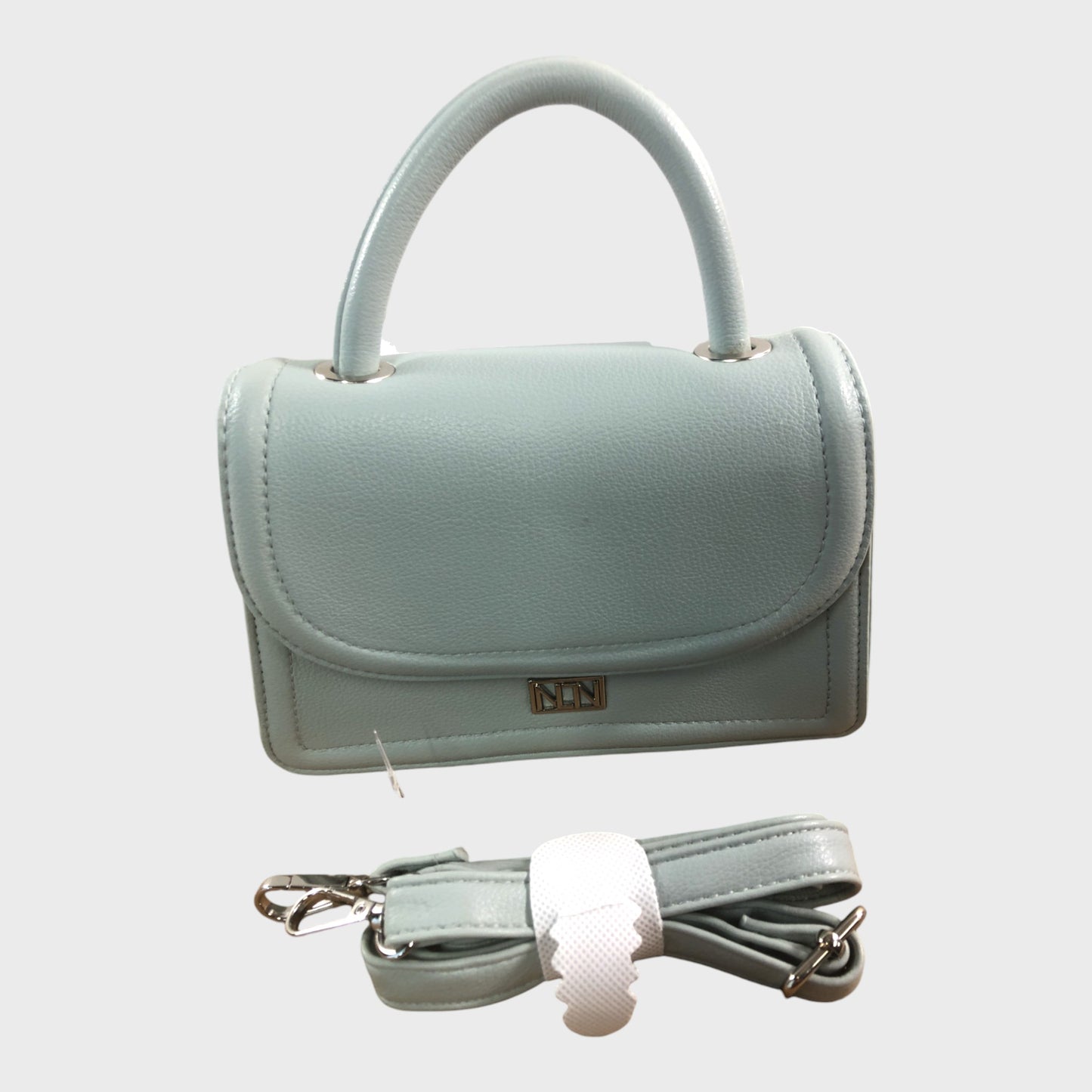 NNN Satchel Bag Women's Leather Light Grey Top Handle Compact Handbag