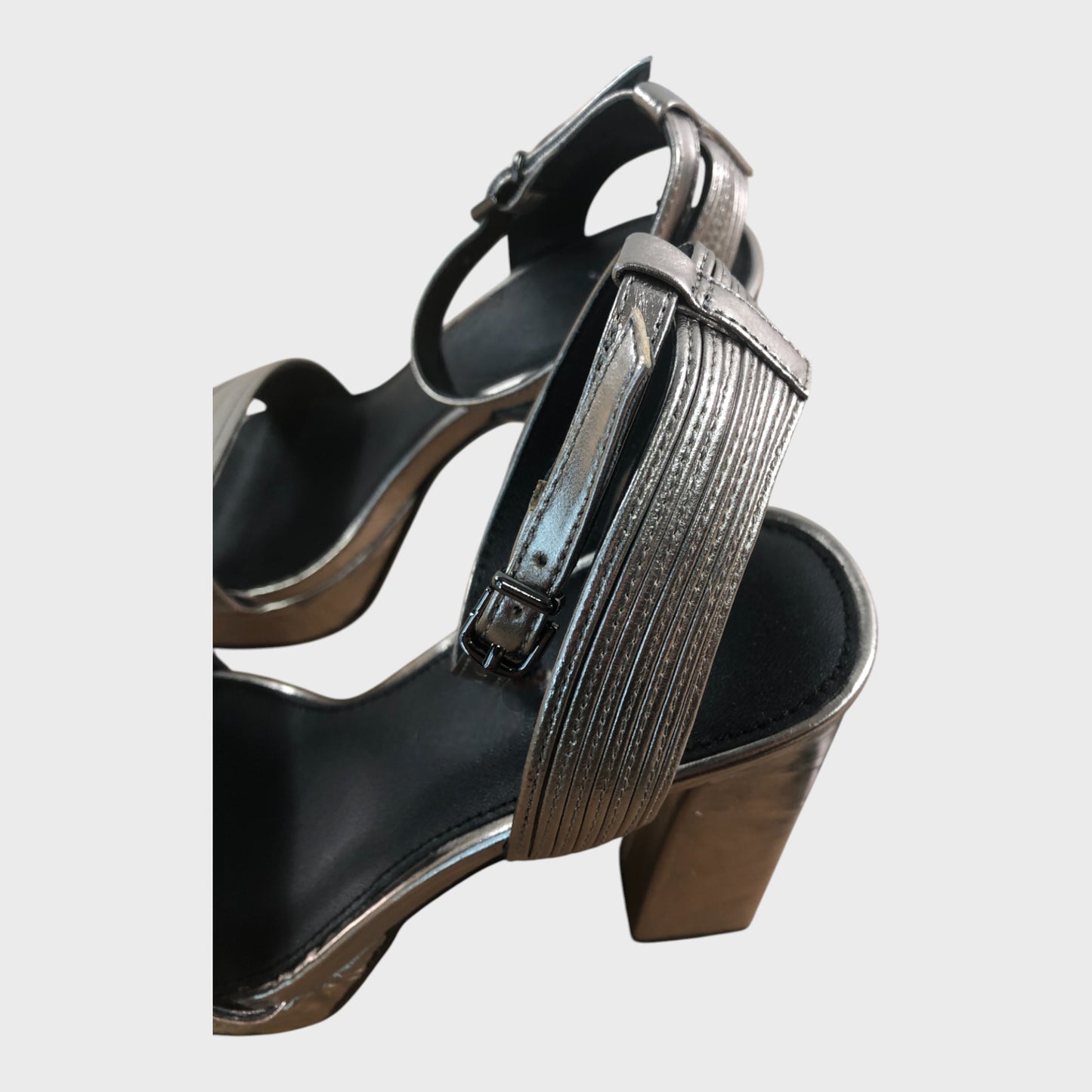 Branded Metallic Platform Sandals Women's Block Heel Strap Party Shoes