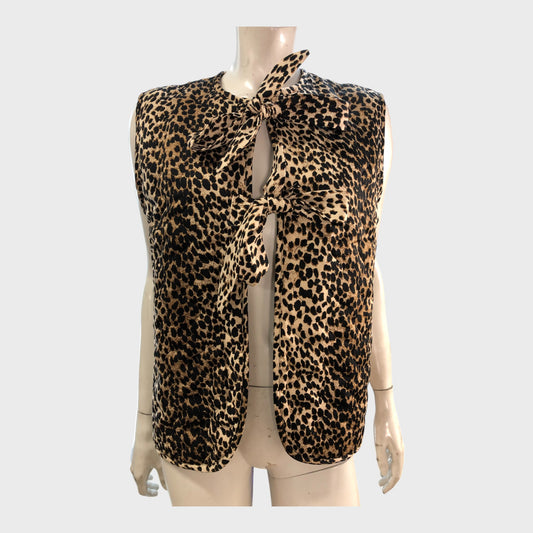 Branded Quilted Leopard Print Gilet