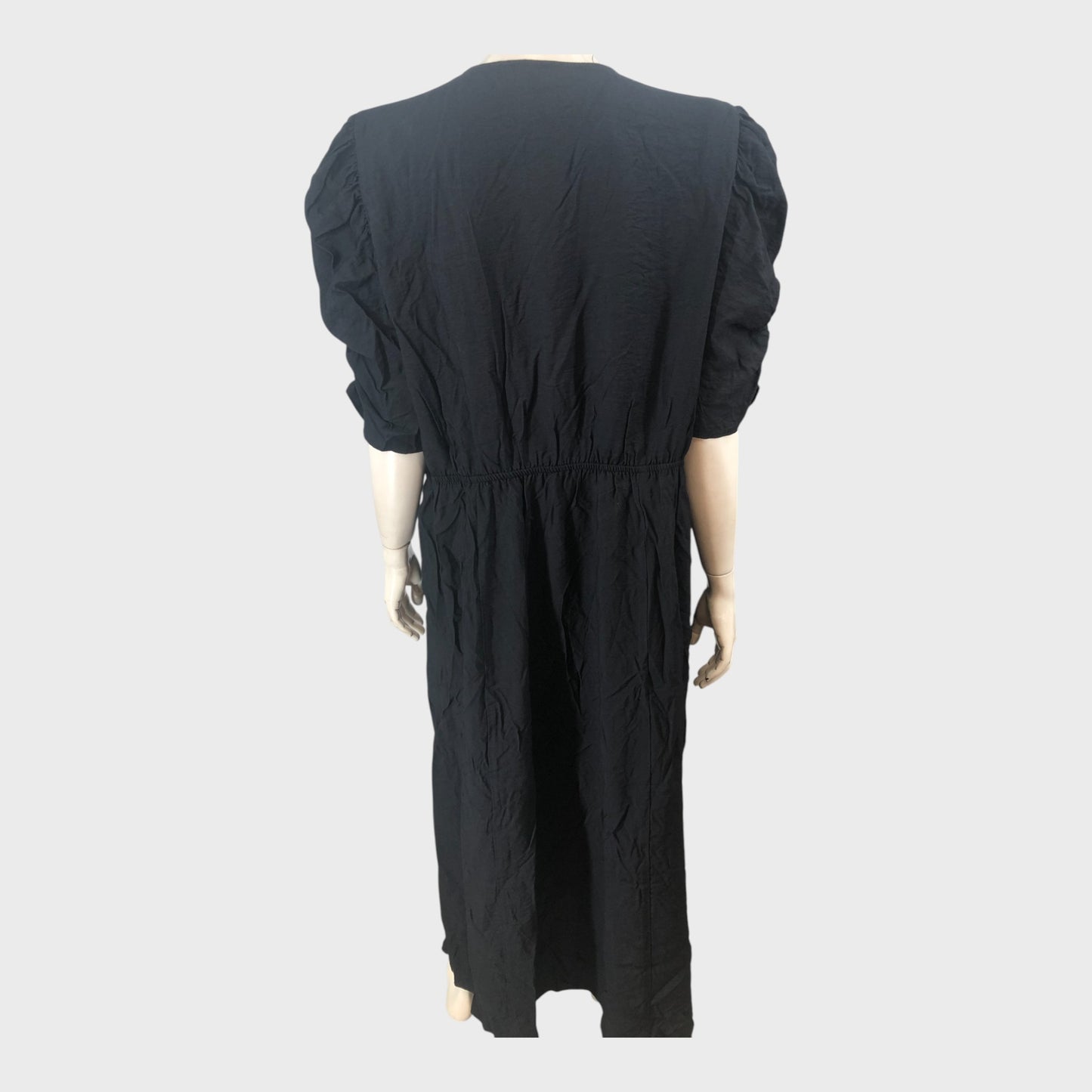 BLACK Wrap Maxi Dress Women's Short Sleeve V-Neck Elegant Style