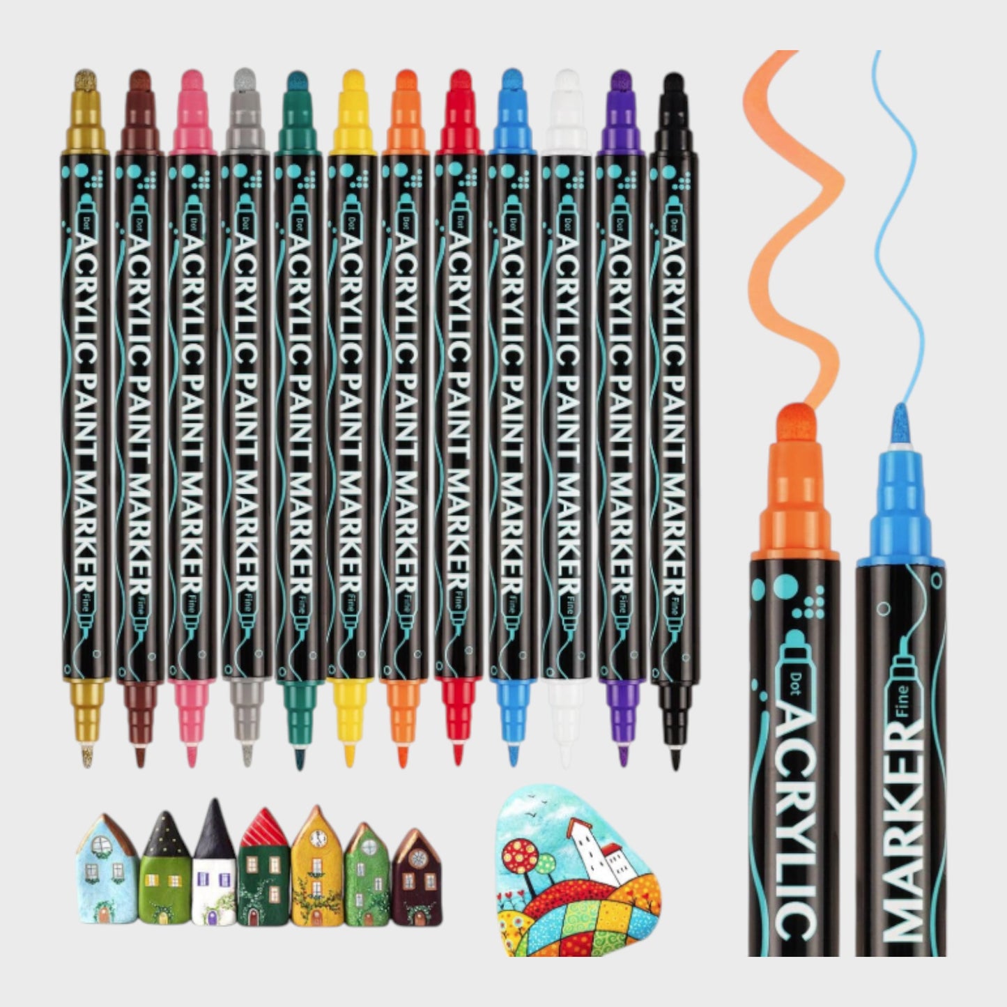 12 pcs Dual Tip Acrylic Marker Set