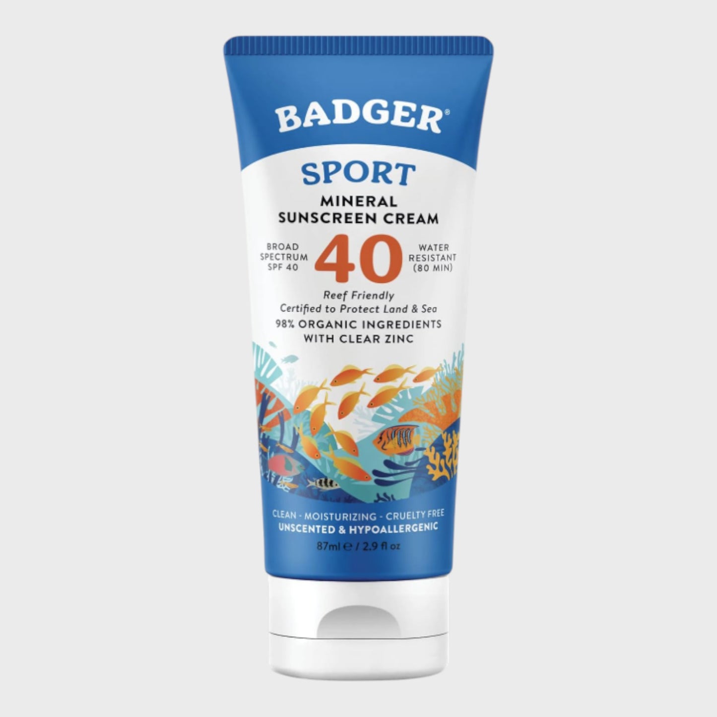 Badger Sport Mineral Sunscreen Cream SPF40 - 87ml
