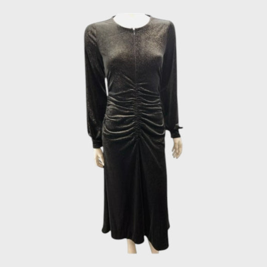 Branded Black Metallic Flare Dress - Size 8