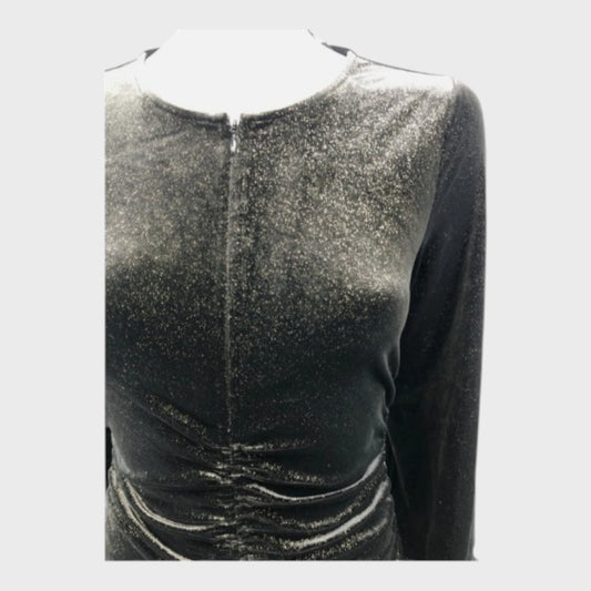 Branded Black Metallic Flare Dress - Size 8