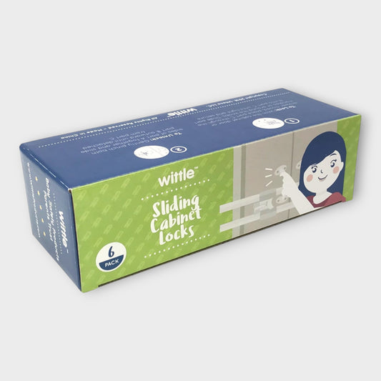 WITTLE Sliding Cabinet Locks Child Safety 6 Pack Adjustable White
