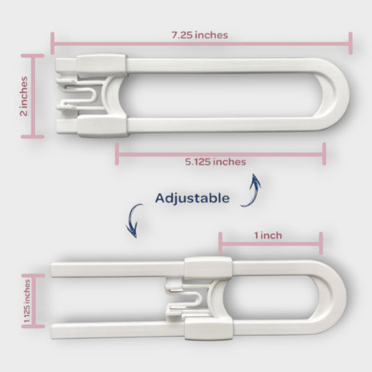 WITTLE Sliding Cabinet Locks Child Safety 6 Pack Adjustable White