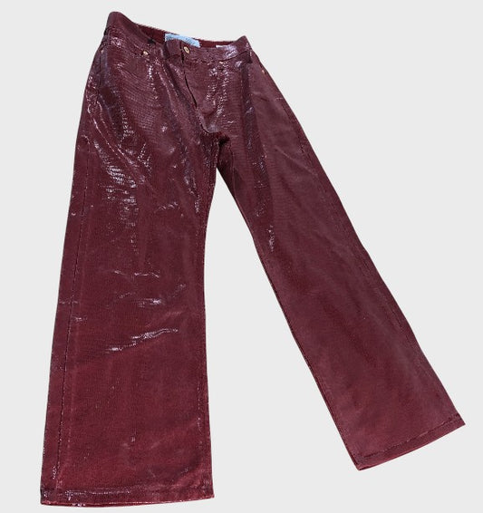 River Island Red Metallic Snake Print Jeans