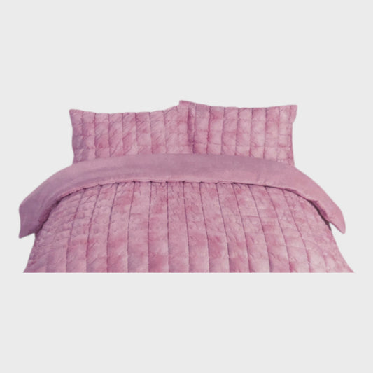 Pink Tie-Dye Quilted Double Duvet Cover Set - With Two Pillowcases