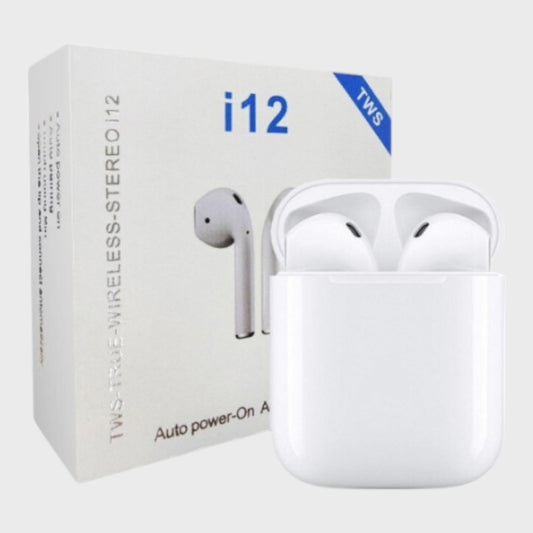 I12 TWS Wireless Earbuds Bluetooth 5.3 Auto Pairing White Headset