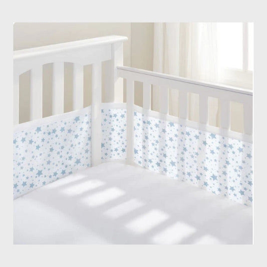 BREATHABLEBABY Mesh Cot Liner Star Pattern Blue for Standard Cots