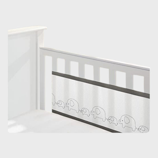 BREATHABLEBABY Deluxe Mesh Four Sided Cot Liner Embroidered Elephant Design