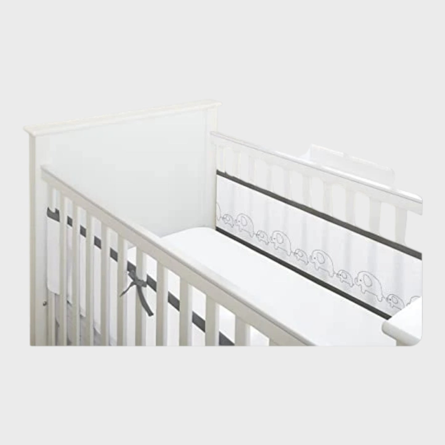 BREATHABLEBABY Deluxe Mesh Four Sided Cot Liner Embroidered Elephant Design