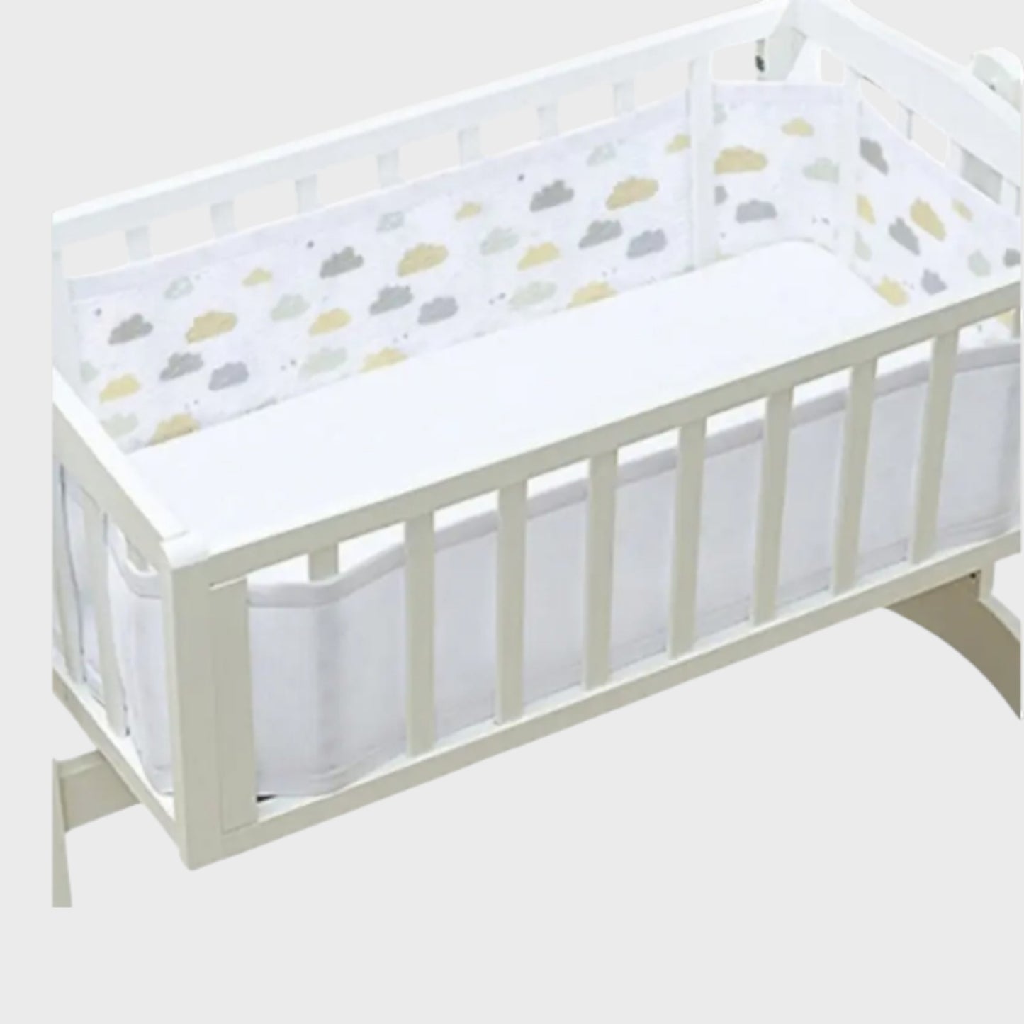 BREATHABLEBABY Mesh Cot Liner Slatted & Solid Cots - Cloud Design