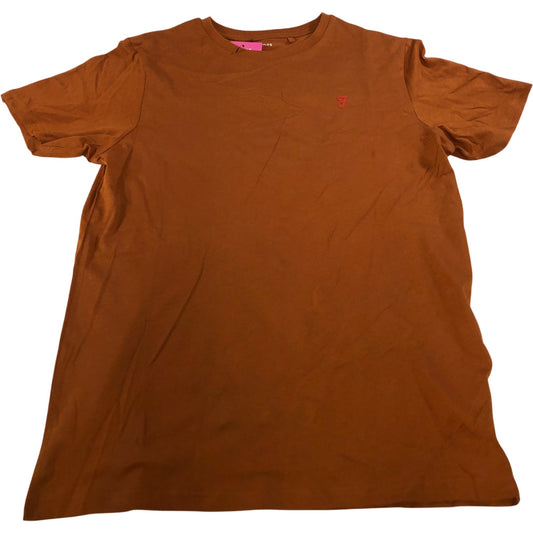 Farah T-Shirt Men's Orange Short Sleeve Cotton Crew Neck Tee Medium