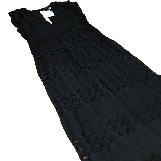 Branded Black Lace Detail Maxi Dress Women's Elegant Style UK10