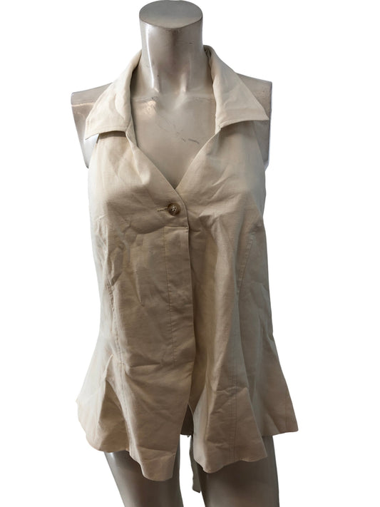 River Island Ecru Zibar Top UK18 Women's Button Front Sleeveless Blouse