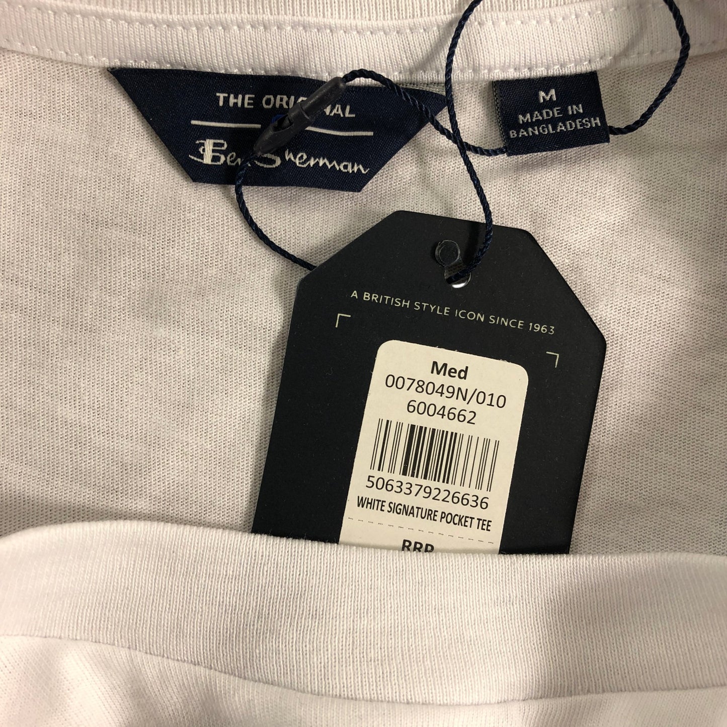 Ben Sherman White Signature Pocket Tee Medium Men's Short Sleeve Top